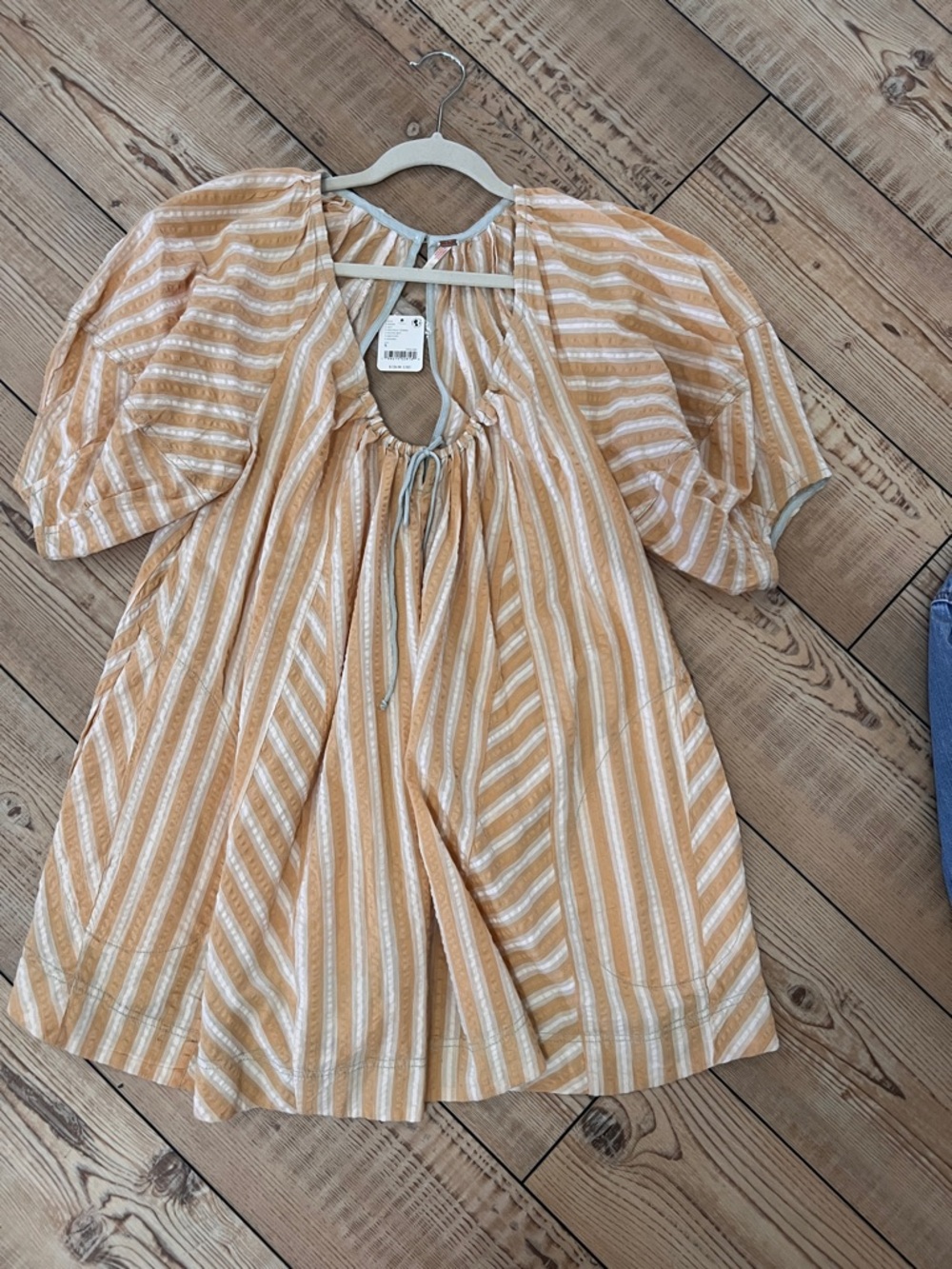 Free People Yellow & White Striped Tie-Front Short Jumpsuit
